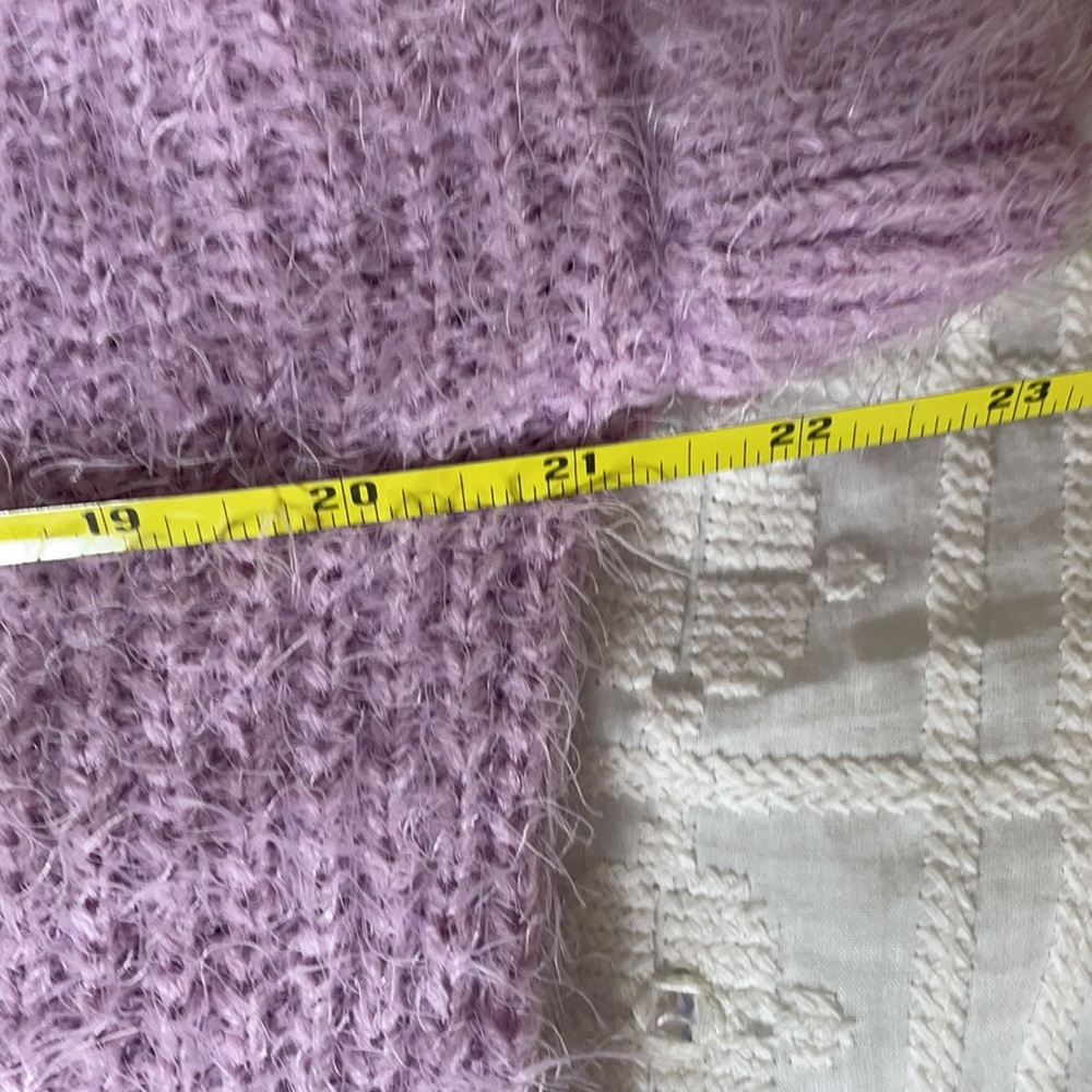 Woven Heart Purple Eyelash Fuzzy Ruffled Sweater - Picture 8 of 9
